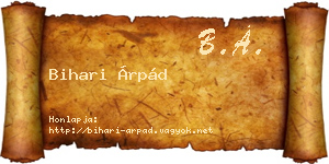 Bihari Árpád névjegykártya