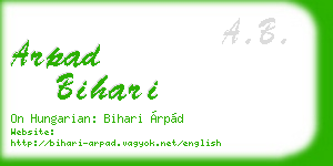 arpad bihari business card