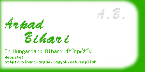 arpad bihari business card